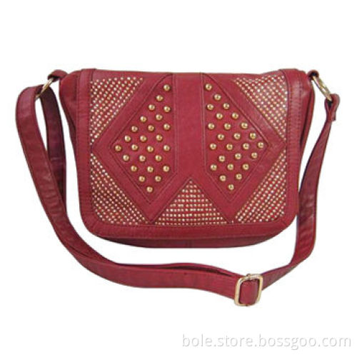 Ladies' Handbag, Made of PU with Gold Studs Decoration